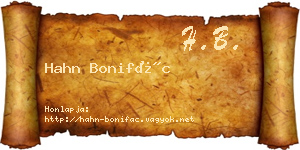 Hahn Bonifác névjegykártya